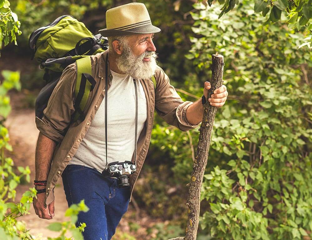 Man hiking in the woods